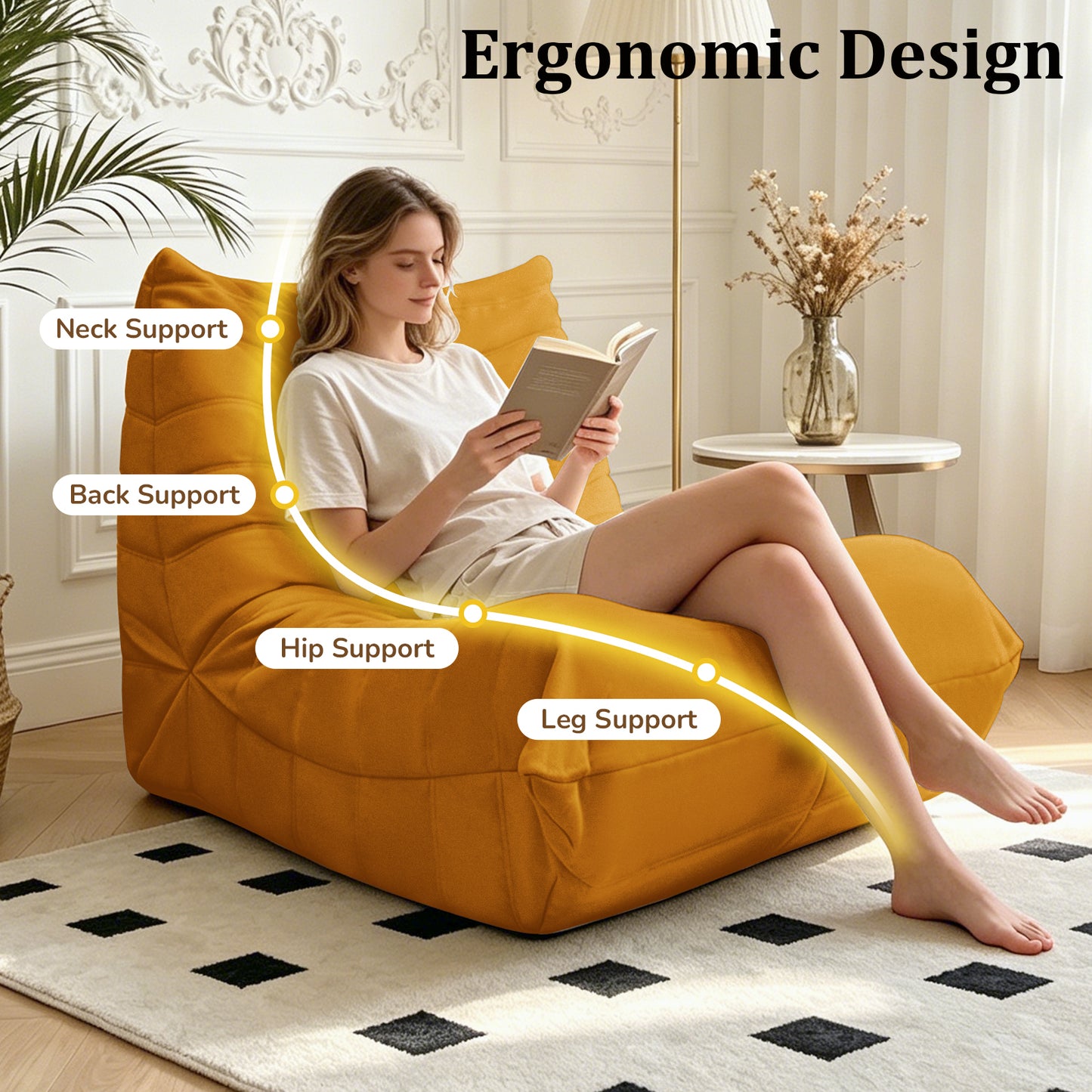 Cozy Floor Sofa Chair: Comfortable Lazy Lounger with High-Quality Foam