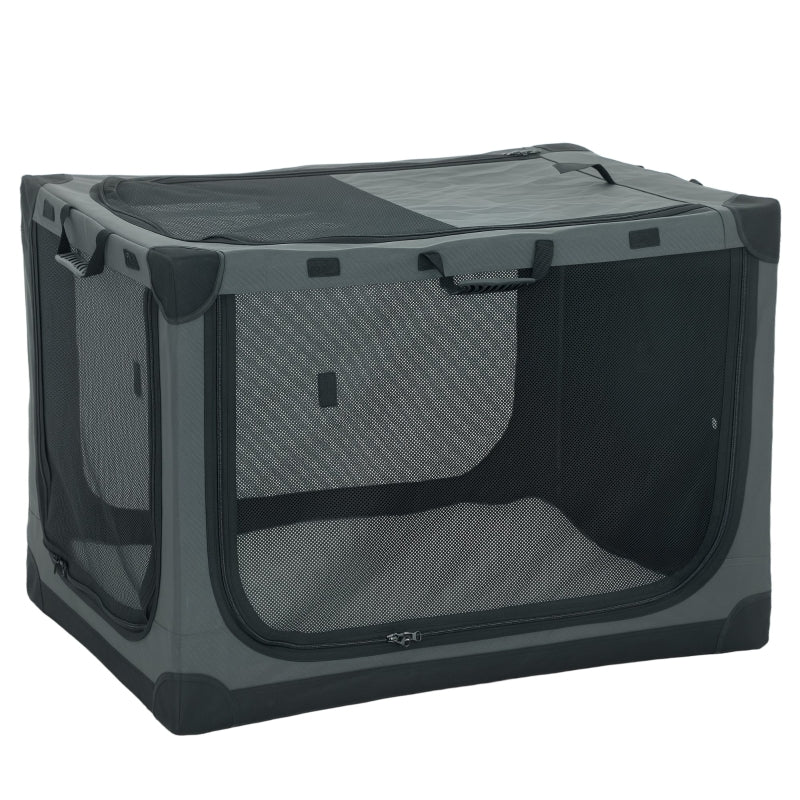 Gigab2b original image - Hundebox faltbar Hundetransportbox mit Kissen abnehmbar waschbar Bezug aus Oxford-Gewebe für Hunde bis 30kg Grau