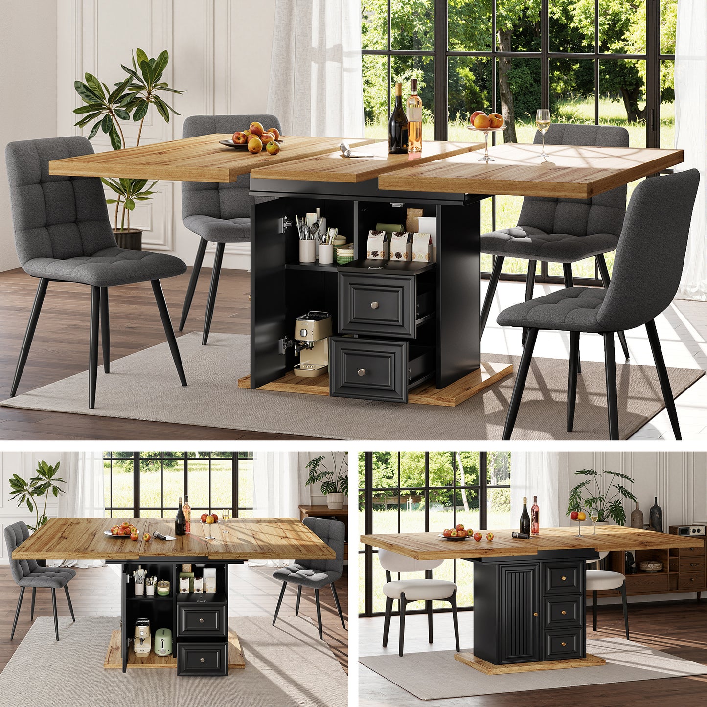 Gigab2b original image - Esstisch Ausziehbar 110(140) x 80 x 75 cm Holztisch für Küche & Esszimmer - 6 Personen Esstisch - Maße Für Terrasse und Garten