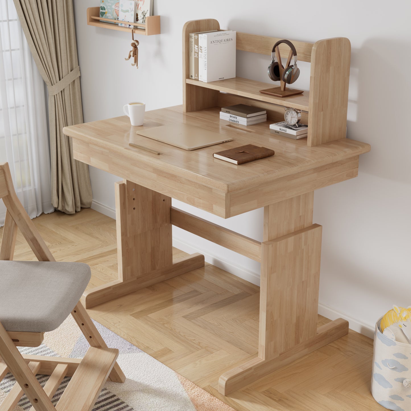Adjustable Solid Wood Multifunctional Desk for Kids