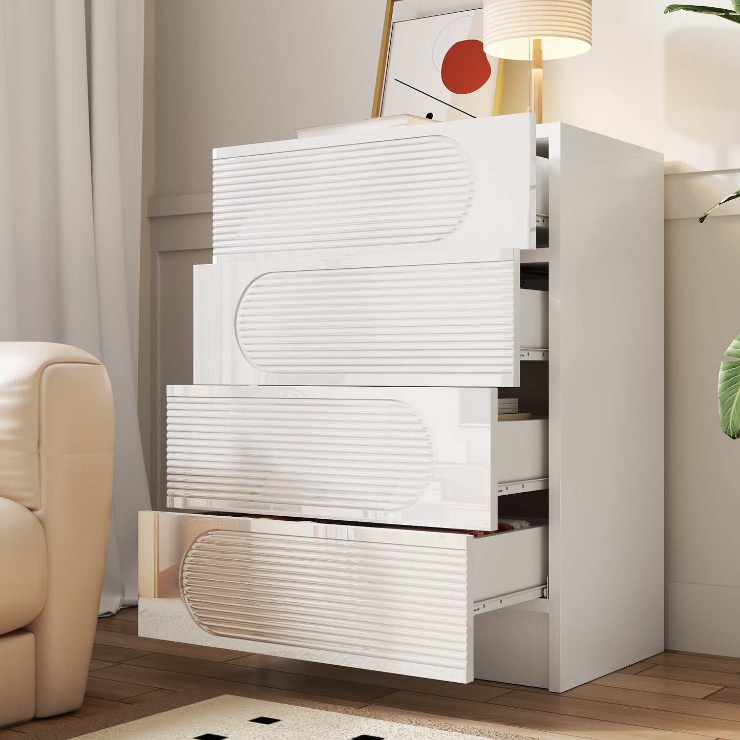 Gigab2b original image - Moderner 4-Schubladen-Aufbewahrungsschrank für Büro, Schlafzimmer & Wohnzimmer – Praktischer Stauraum, leichtgängige Vollauszüge, vielseitiger Ordnungshelfer für Dokumente, Kleidung & Accessoires
