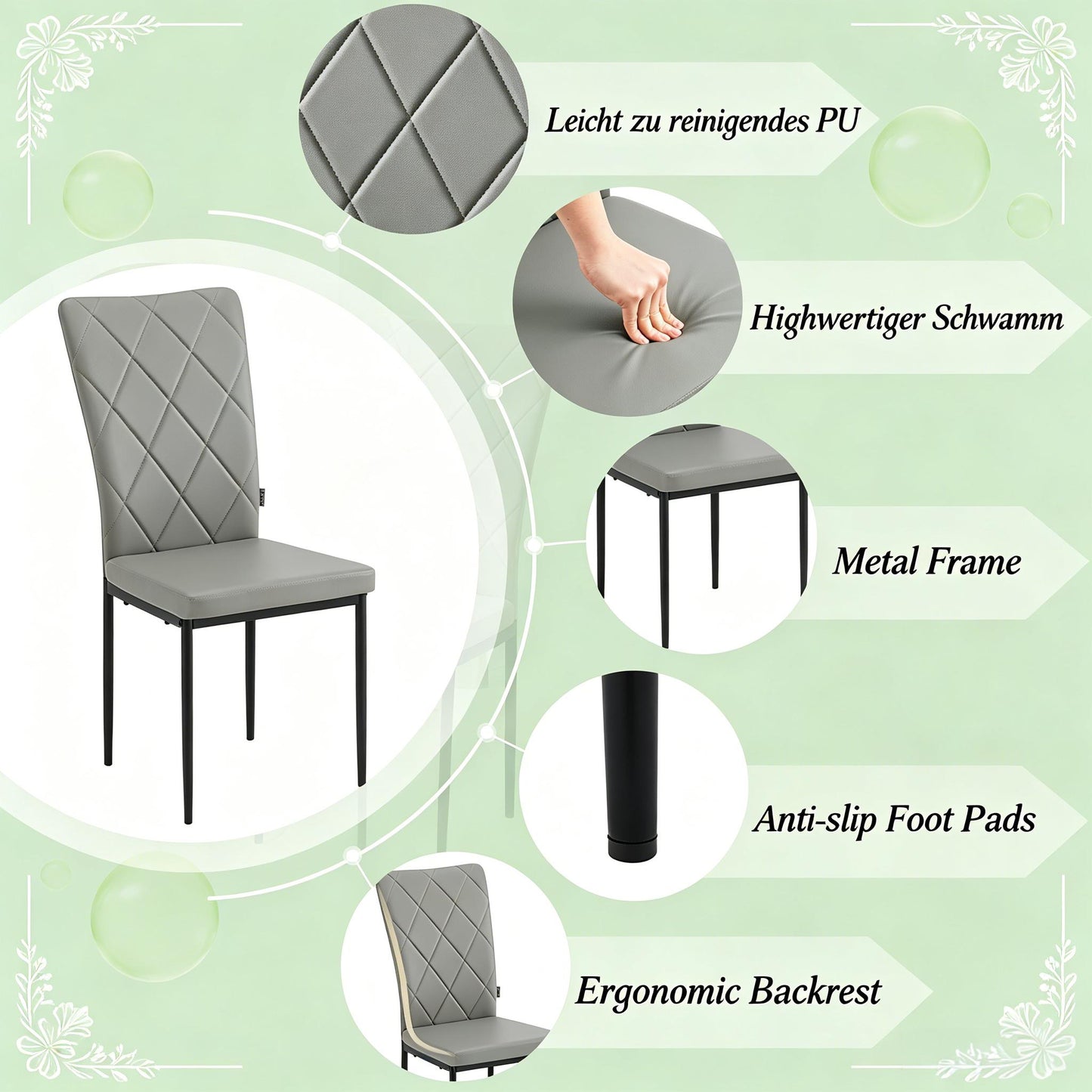 Weicher Wartezimmer Stühle,Essstühle mit Hohem Rücken,Aufgabe Stühle,Elegant Küchenstühle,Wohnzimmer Stühle,Empfangsstühle(nur 4PCS Stühle)