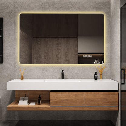 60 x 100cm LED Badezimmerspiegel mit Hintergrundbeleuchtung, Anti-Beschlag, 3 Lichtfarben, Stufenlos Dimmbar, Memory-Funktion, IP44 Wasserdicht, Horizontal & Vertikal Montierbar