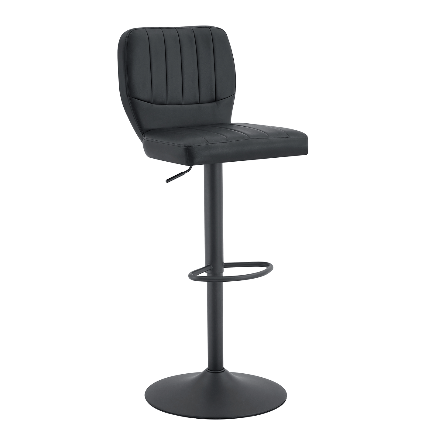 Barhocker höhenverstellbar 62-83cm, 360° drehbarer Barstuhl mit Rückenlehne & Fußstütze, Ergonomischer Küchenhocker aus Kunstleder, belastbar bis 136kg, Schwarz