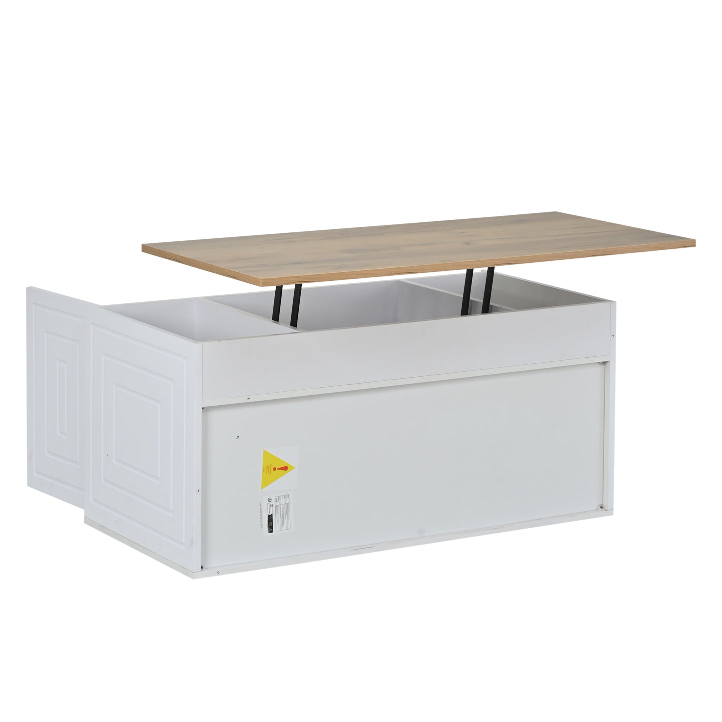 Wohnzimmer-Couchtisch, 46 x 95 x 45 cm, höhenverstellbar bis maximal ca. 59 cm, mit zwei Schranktüren und einem klaren, stromlinienförmigen Design.Beistelltisch aus Naturholz,Sofatisch, Schreibtisch