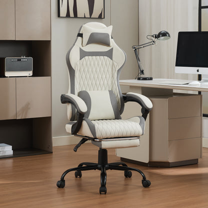 Gigab2b original image - Ergonomischer Gaming-Stuhl mit Lordosenstütze, Nackenstütze & Fußstütze – Ermüdungsfrei auch bei langem Sitzen, ideal für Home, Büro & Livestream