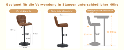 Ergonomic Height-Adjustable Swivel Bar Stool with Backrest and Footrests