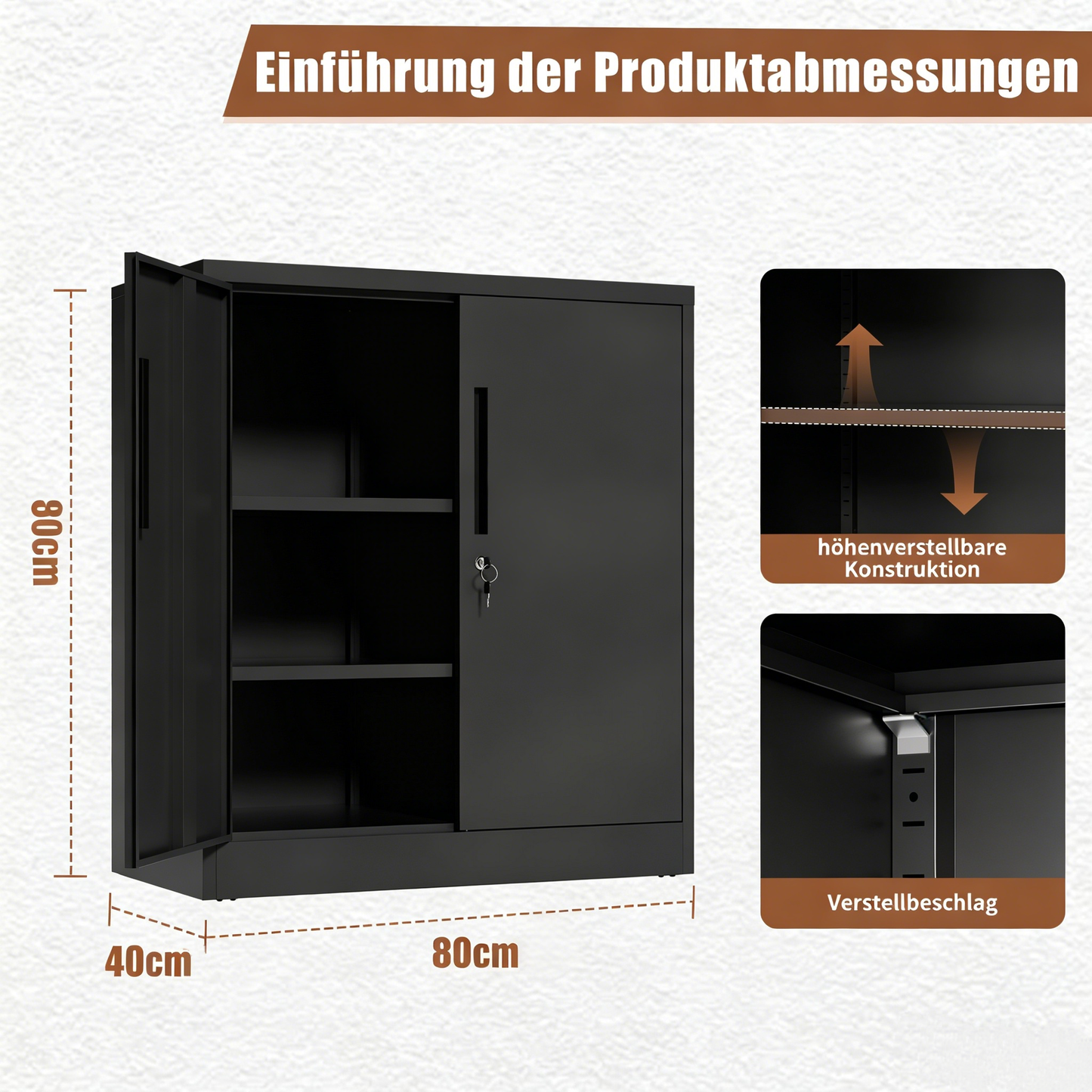 Small Metal Storage Cabinet with Adjustable Shelves