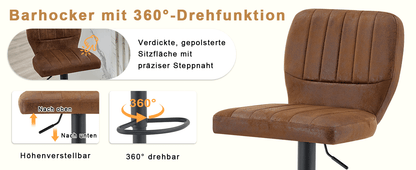 Ergonomic Height-Adjustable Swivel Bar Stool with Backrest and Footrests