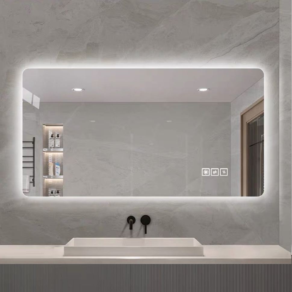 60 x 100cm LED Badezimmerspiegel mit Hintergrundbeleuchtung, Anti-Beschlag, 3 Lichtfarben, Stufenlos Dimmbar, Memory-Funktion, IP44 Wasserdicht, Horizontal & Vertikal Montierbar