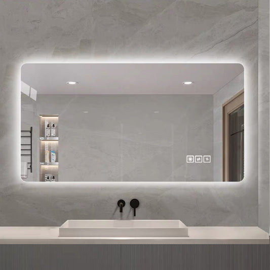 60 x 100cm LED Badezimmerspiegel mit Hintergrundbeleuchtung, Anti-Beschlag, 3 Lichtfarben, Stufenlos Dimmbar, Memory-Funktion, IP44 Wasserdicht, Horizontal & Vertikal Montierbar
