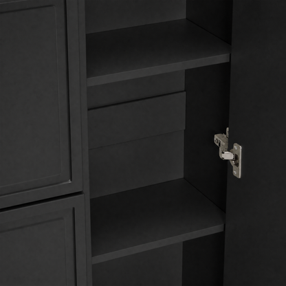 Moderne Schuhschrank, mit verstellbaren Regalen, goldenen Griffen, 2 Schubladen, Klappschuhschrank und 2 Türen, Schwarz, B120/D24/H107 CM
