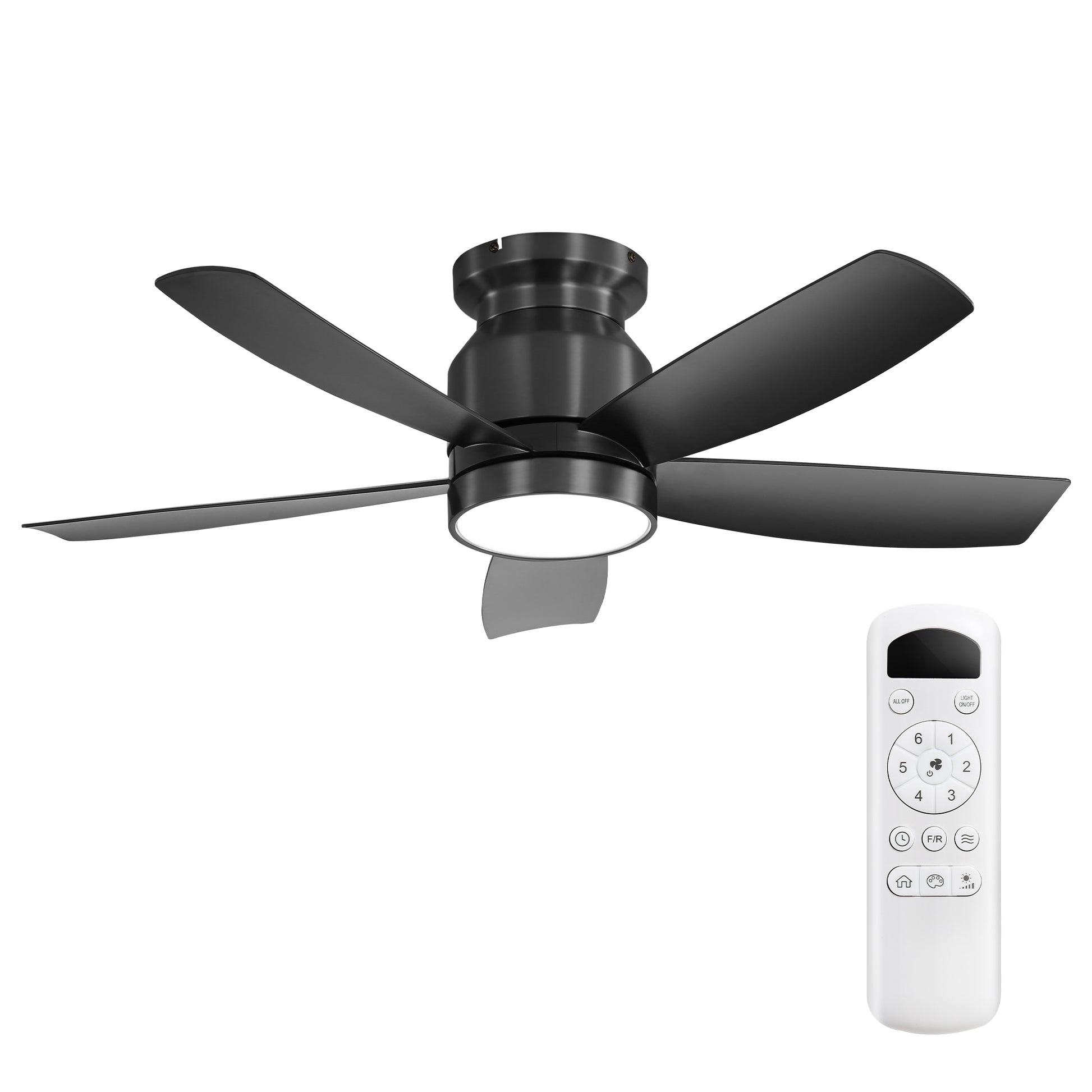 42 Zoll Deckenventilator mit 18W LED-Beleuchtung, Fernbedienung, 5 ABS-Flügeln und reversiblem DC-Motor für Wohnzimmer, Schlafzimmer, Küche, Büro