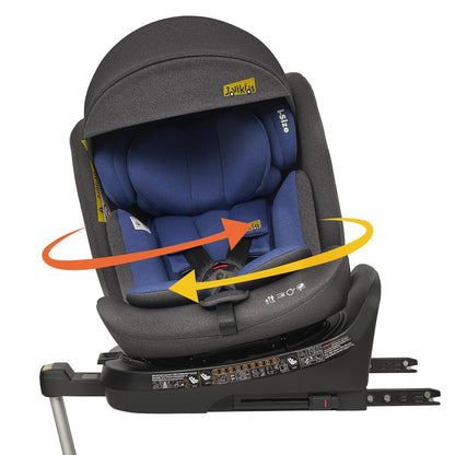 Gigab2b original image - Jovikids 360° Drehbar Kindersitz mit ISOFIX, i-Size 40-150cm(ab Geburt -12 Jahre) Baby Autositz Reboarder mit Liegefunktion & Abnehmbar Vordach, ECE R129 (blau)