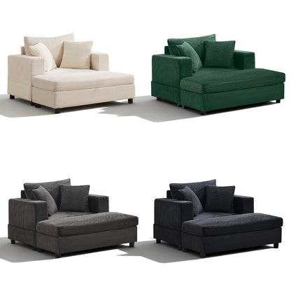 Chaiselongue mit Fußablage & Stauraum, Lounge-Sofa mit 3 Kissen für Wohnzimmer & Schlafzimmer – Schwarz