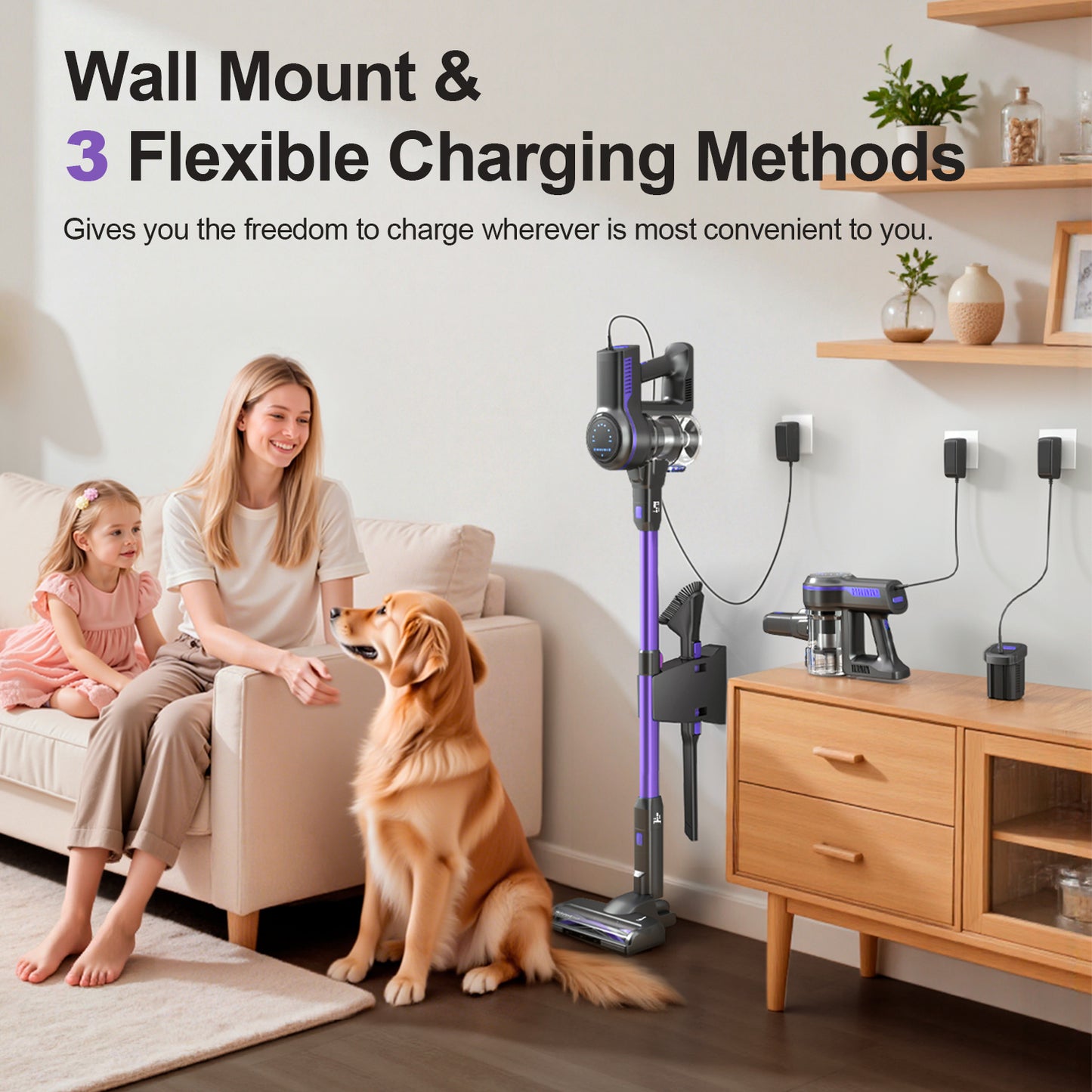 INSE S7P Purple Cordless Stick Vacuum Cleaner with LED Display