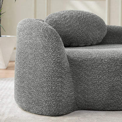 Minimalistisches Teddyfleece-Sofa mit abgerundetem Design, weich gepolsterte Couch mit Kissen, vielseitig einsetzbar für Wohnzimmer, Schlafzimmer und Studio,Gray