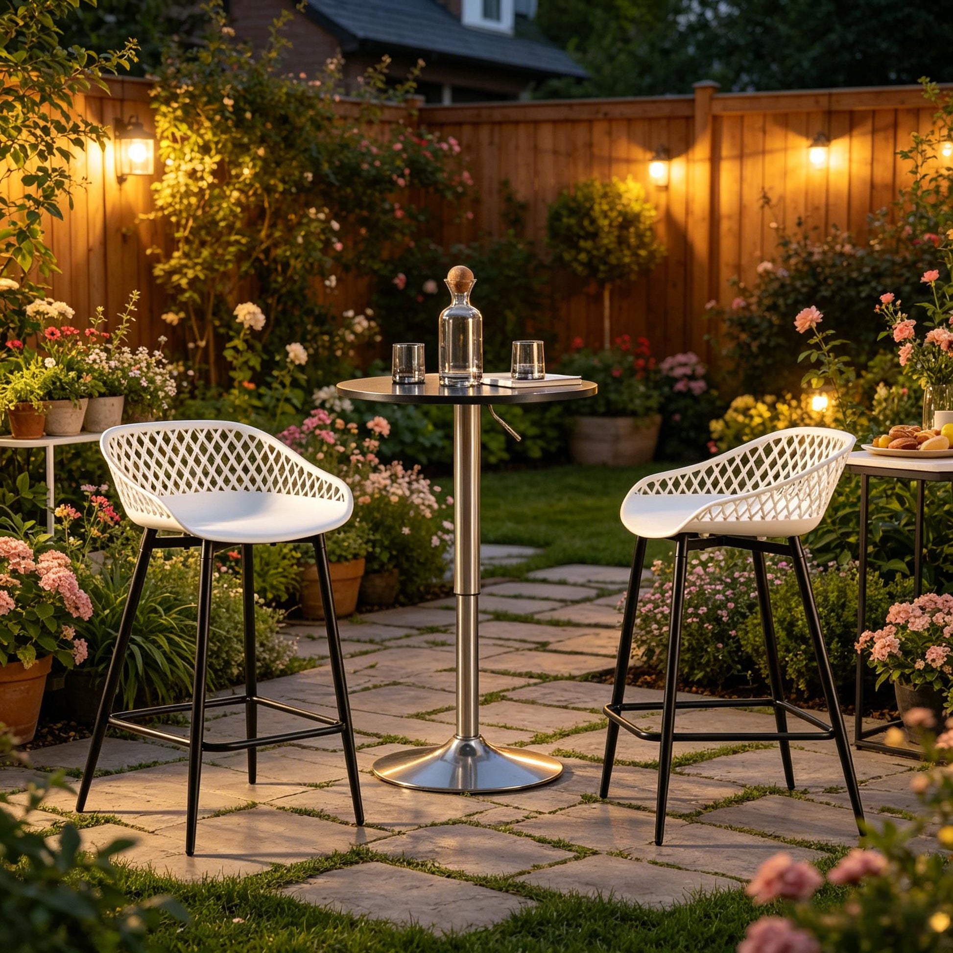 Chic Tischhockel,Barhockel mit Fußlehne,Küchenstuhl,Gartenhohler(nur mit 2Pcs Hocker)