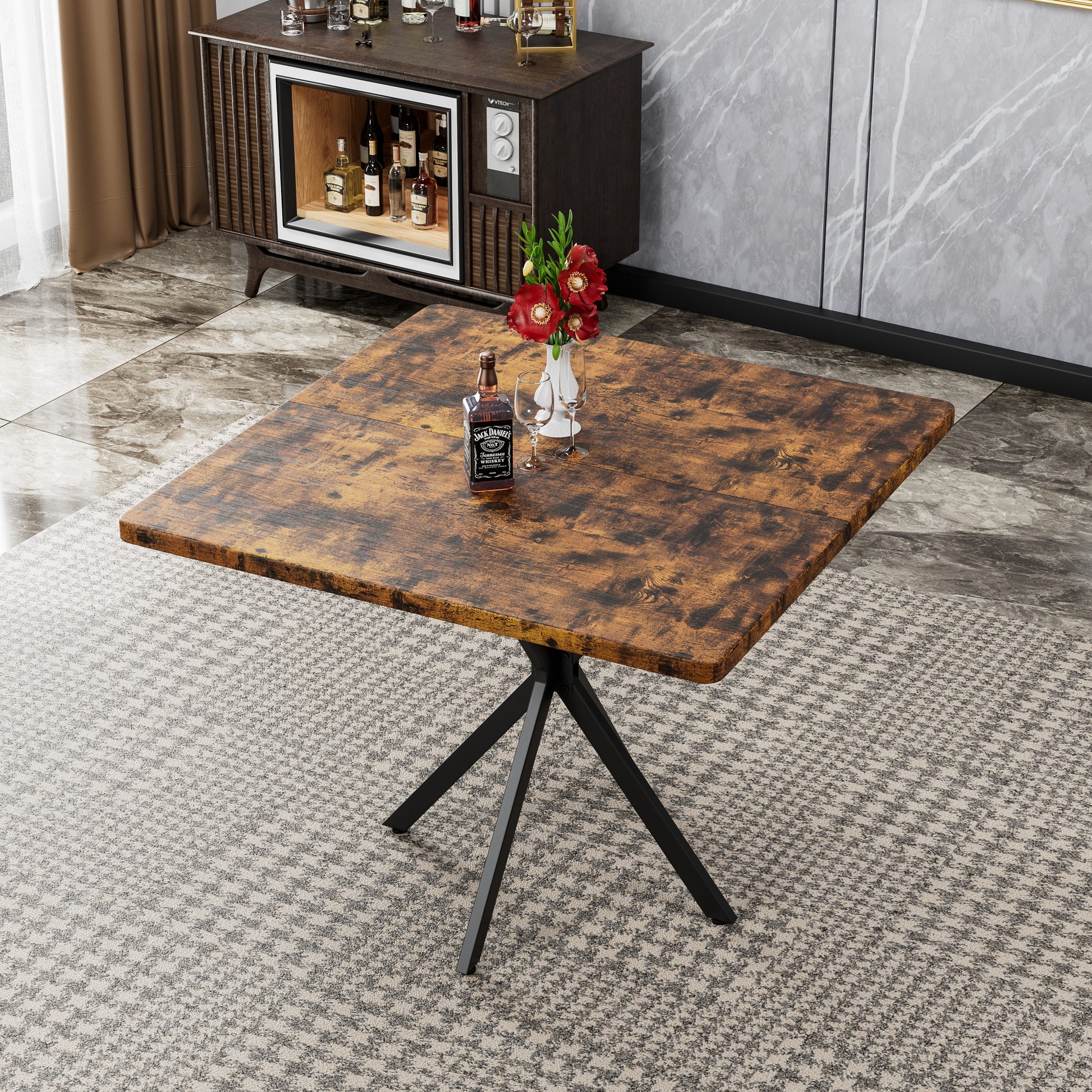 Gigab2b original image - Square Dining Table, Mid Century Modern Square Dining Table for 4-6 Person, Coffee Table for Kitchen Dining Room, Office, Save Space