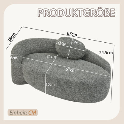 Minimalistisches Teddyfleece-Sofa mit abgerundetem Design, weich gepolsterte Couch mit Kissen, vielseitig einsetzbar für Wohnzimmer, Schlafzimmer und Studio,Gray