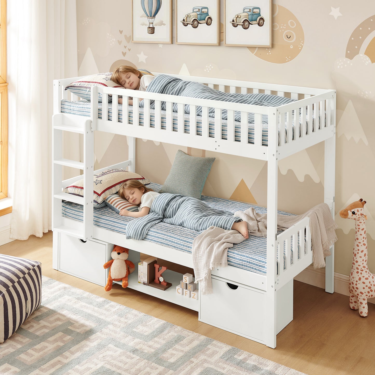 Large Solid Pine Wood Children's Double Bed