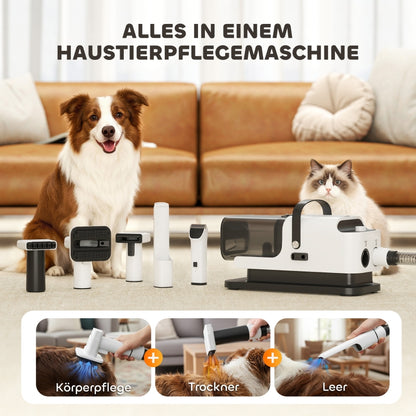 Quiet Pet Grooming Machine with Vacuum and 5 Tools for Dogs and Cats