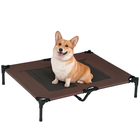 Gigab2b original image - Hundeliege Outdoor, Kühlendes Haustierliege für Groß Hunde, Erhöhtes Hundebett Schlafplatz mit robuster Metallrahmen, Atmungsaktivem Mesh für Garten Outdoor, 92 x 76 x 18 cm, Kaffee-Braun