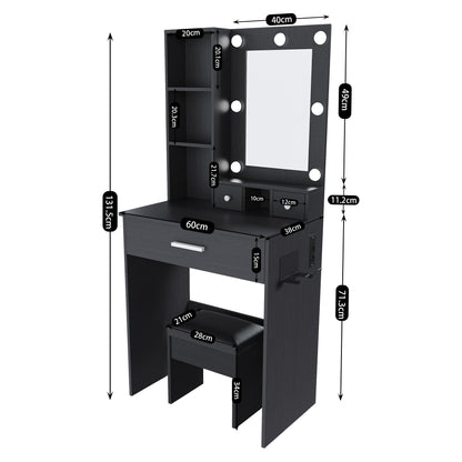Small Makeup Vanity with Mirror and Adjustable LED Lighting