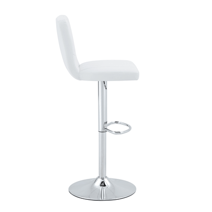 Barhocker höhenverstellbar 62-83cm, 360° drehbarer Barstuhl mit Rückenlehne & Fußstütze, Ergonomischer Küchenhocker aus weißem Kunstleder, belastbar bis 136kg, Chrom-Finish