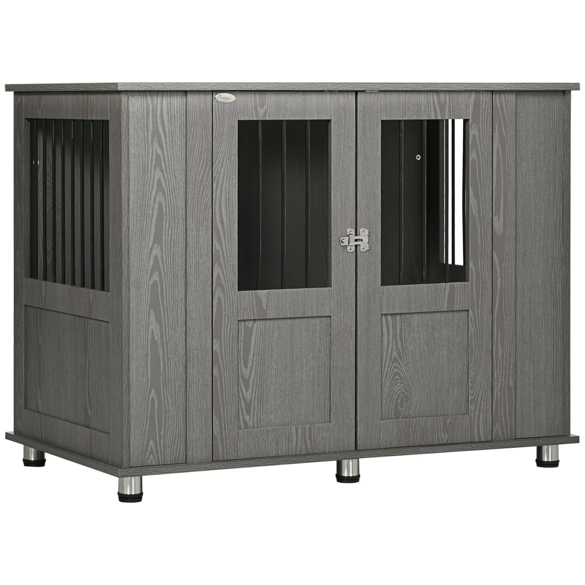 Gigab2b original image - Hundekäfig für Zuhause, Haustierkäfig, Hundehütte mit Schloss, Magnettür, Fenster, Hundehaus, Hundebox für extra große Hunde, Grau