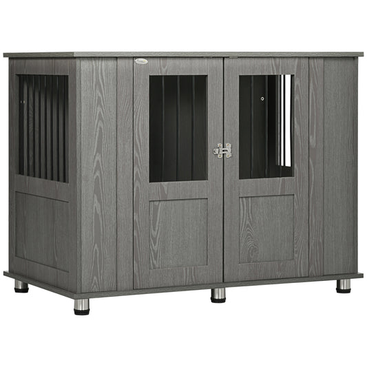 Gigab2b original image - Hundekäfig für Zuhause, Haustierkäfig, Hundehütte mit Schloss, Magnettür, Fenster, Hundehaus, Hundebox für extra große Hunde, Grau