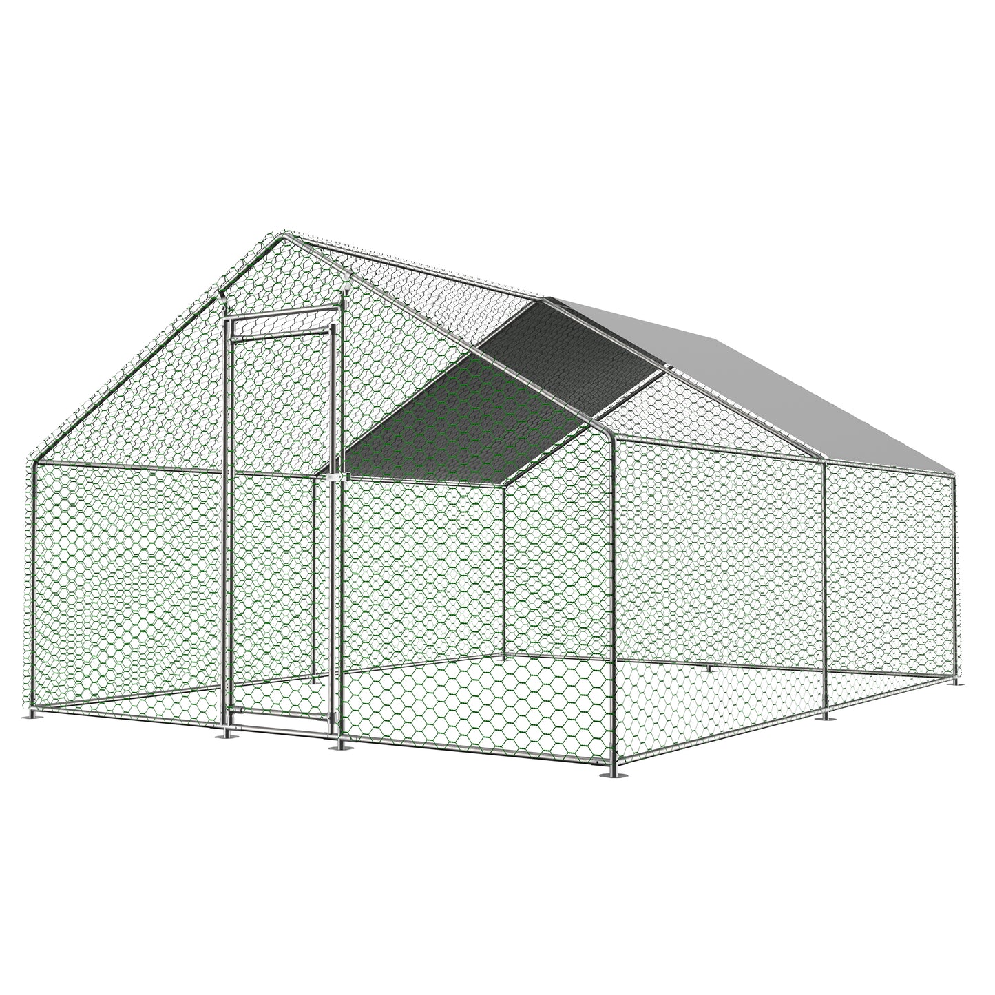 Gigab2b original image - Freilaufgehege Hühnerstall 3x4x2m mit Sicherheitsschloss und Wasserdichtes PE-Tuch, Freilaufgehege aus Metall für Hühner, Kaninchen und weitere Kleintiere