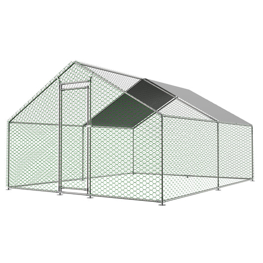 Gigab2b original image - Freilaufgehege Hühnerstall 3x4x2m mit Sicherheitsschloss und Wasserdichtes PE-Tuch, Freilaufgehege aus Metall für Hühner, Kaninchen und weitere Kleintiere