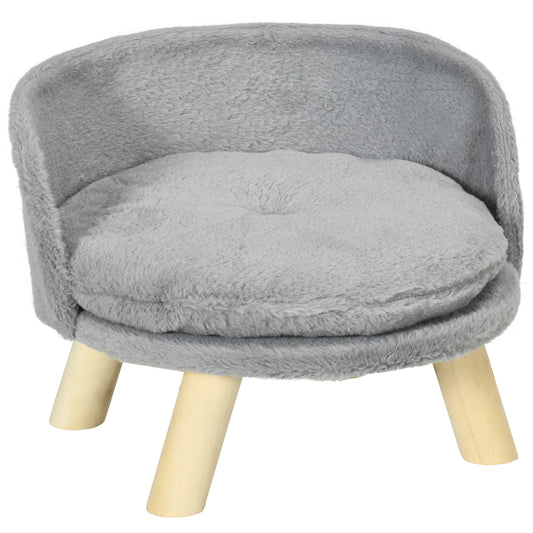 Gigab2b original image - Hundebett Katzenbett Hundesofa mit rutschfesten Holzfüßen & Kissen, grau 40,5x40,5x33cm für drinnen