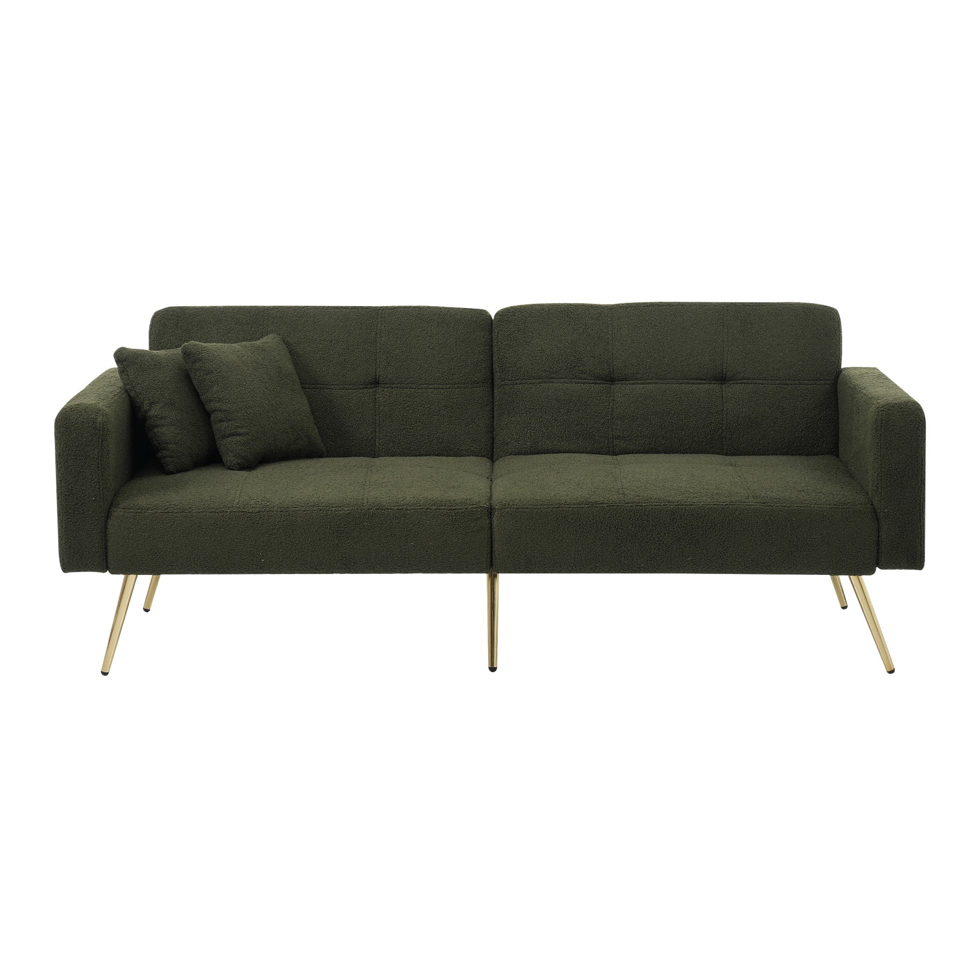 Gigab2b original image - Schlafsofa mit Bettfunktion, verstellbarem Winkel, goldenen Beinen, mit Kissen und seitlichen Aufbewahrungstaschen