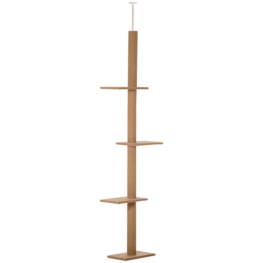 Gigab2b original image - Höhenverstellbarer Kratzbaum Kletterbaum für Katzen Spielbaum Hellbraun 43x27x228-260cm für aktives Spielen & Entspannen
