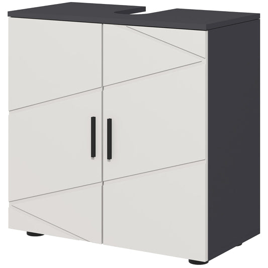 Gigab2b original image - Waschbeckenunterschrank Unterschrank mit Verstellbarer Ablage, Waschtischunterschrank mit Griff, Badunterschrank mit Kippschutz, Grau, 60 x 30 x 60 cm