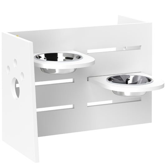 Gigab2b original image - Hundenapf erhöht, 3 Stufen Höhenverstellbar Futternapf für Hunde mit Separatem Design, Anti-Schling-Matte, Fressnapf mit 2 Edelstahl-Schüsseln, für alle große Hunde, Weiß