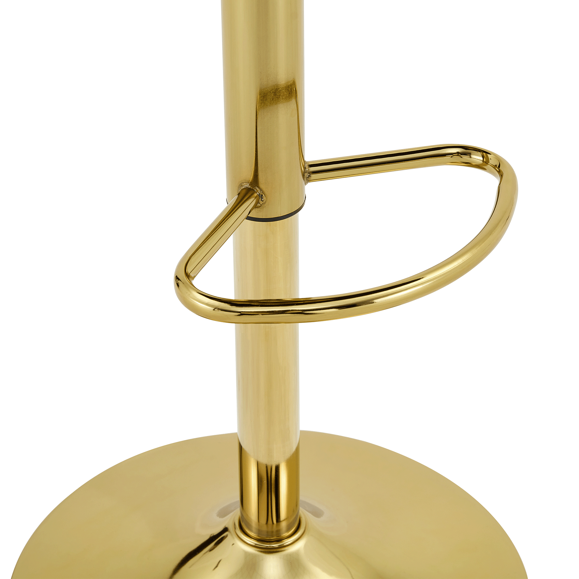 Barhocker höhenverstellbar 62-83cm, 360° drehbarer Barstuhl mit Rückenlehne & Fußstütze, Ergonomischer Küchenhocker aus schwarzem Kunstleder, belastbar bis 136kg, Gold-Chrom Finish