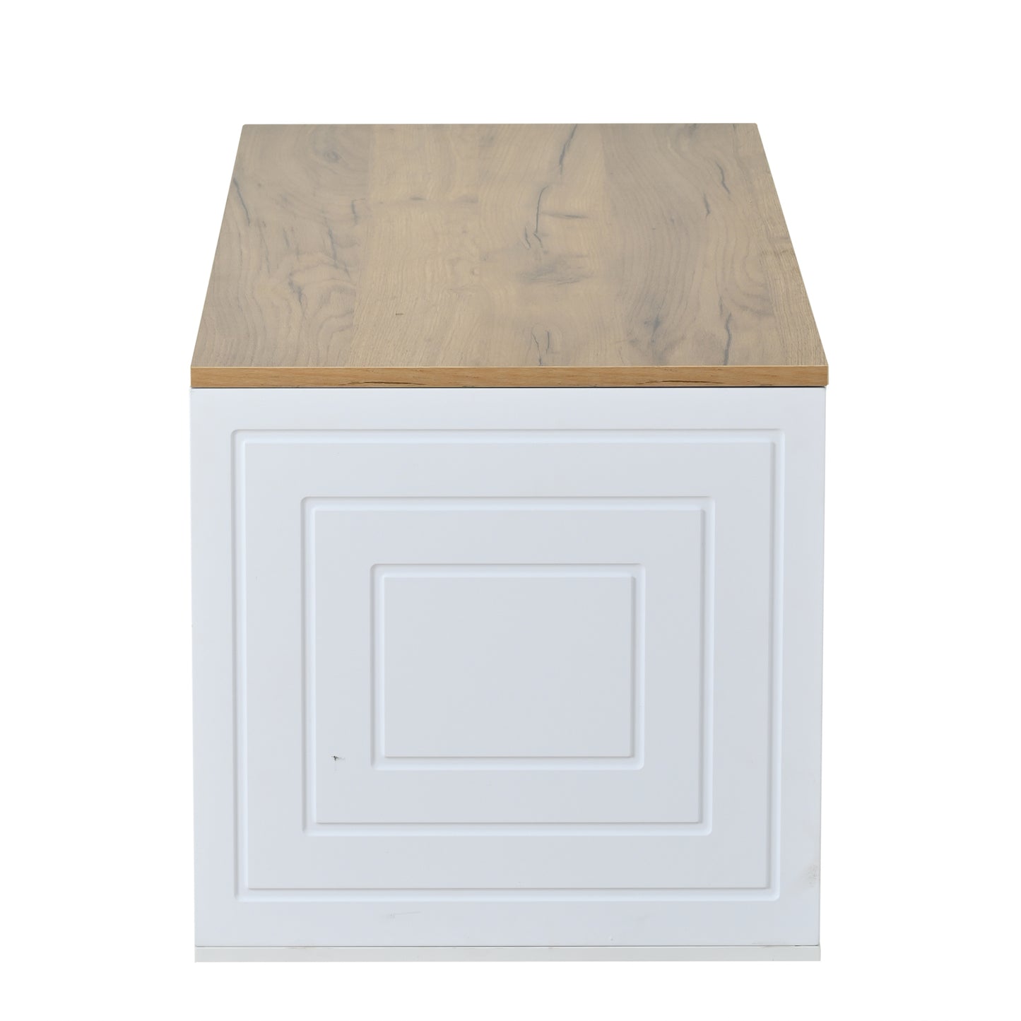 Wohnzimmer-Couchtisch, 46 x 95 x 45 cm, höhenverstellbar bis maximal ca. 59 cm, mit zwei Schranktüren und einem klaren, stromlinienförmigen Design.Beistelltisch aus Naturholz,Sofatisch, Schreibtisch