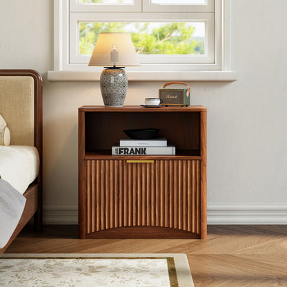 Space-Saving Golden Nightstand with Open Drawer