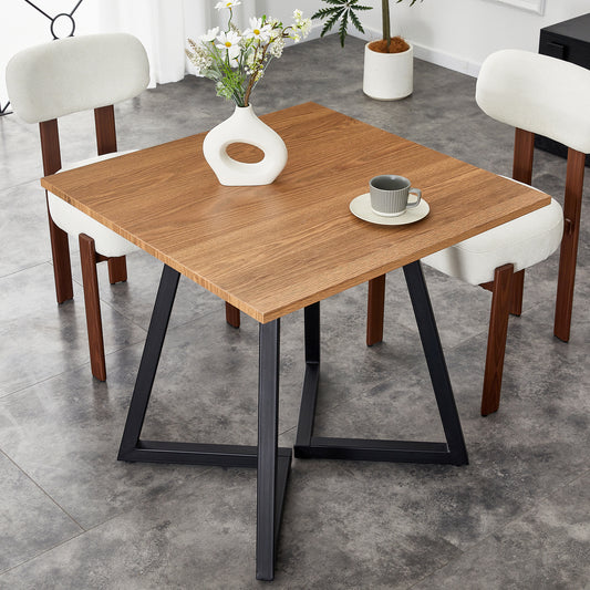 Gigab2b original image - Quadratischer Esstisch für 4 Personen, 80cm moderner Esstisch, Metallboden, geeignet für Küche Esszimmer, kleiner Raum, Wohnung