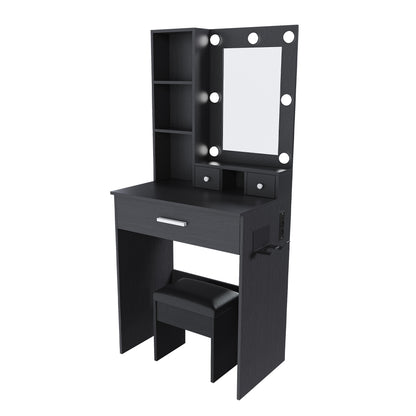 Small Makeup Vanity with Mirror and Adjustable LED Lighting