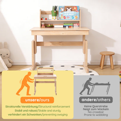 Adjustable Solid Wood Multifunctional Desk for Kids