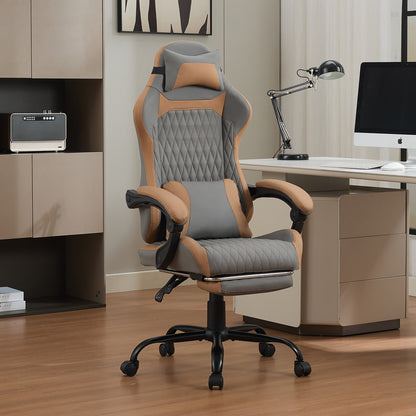 Gigab2b original image - Ergonomischer Gaming-Stuhl mit Lordosenstütze, Nackenstütze & Fußstütze – Ermüdungsfrei auch bei langem Sitzen, ideal für Home, Büro & Livestream