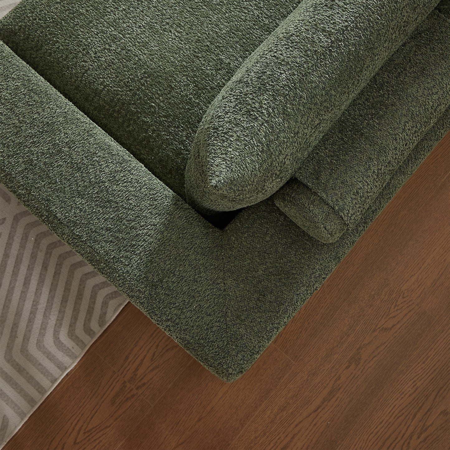 Chenille-Sofa mit gebogenen Elementen und Liegestuhl, vollständig komprimiert und ohne Gestell, modulares Kombinationssofa L-Liegestuhl, Schaumstoff-Kompressionssofa, keine Montage erforderlich