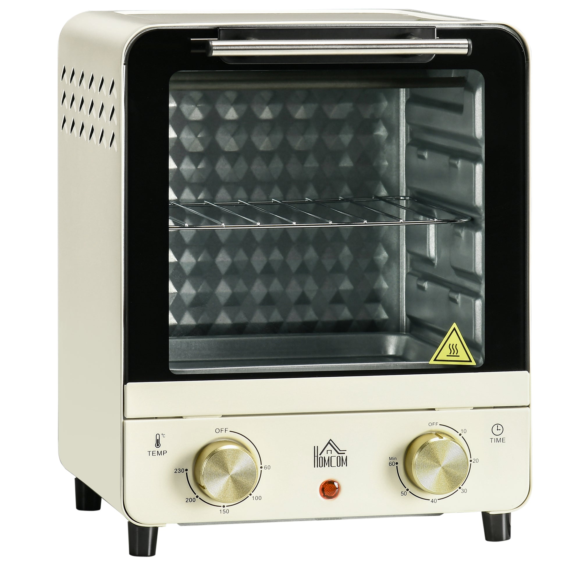Gigab2b original image - Minibackofen 15L mit Umluft 1000W 60-230°C, 1 Std. Timer, Pizza-Ofen inkl. Backblech & Krümelblech, cremeweiß