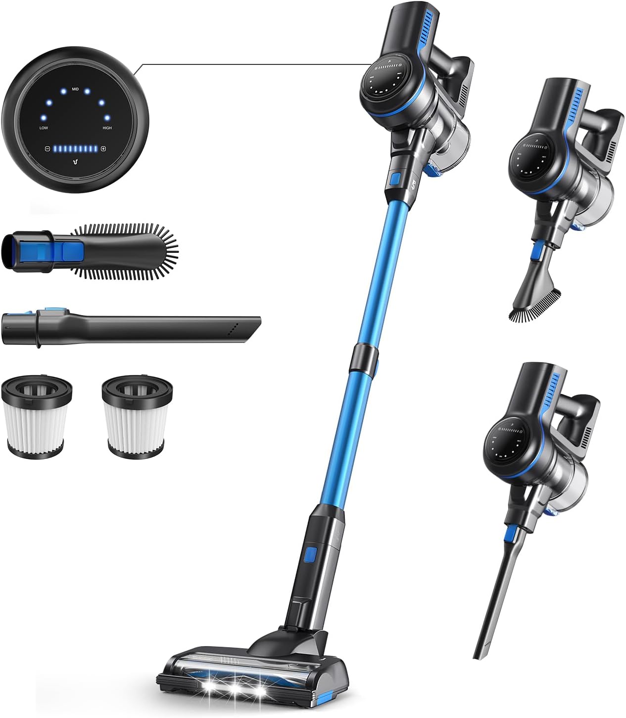Gigab2b original image - INSE S7P Blue Cordless Stick Vacuum Cleaner with LED Display and Soft Roller Brush