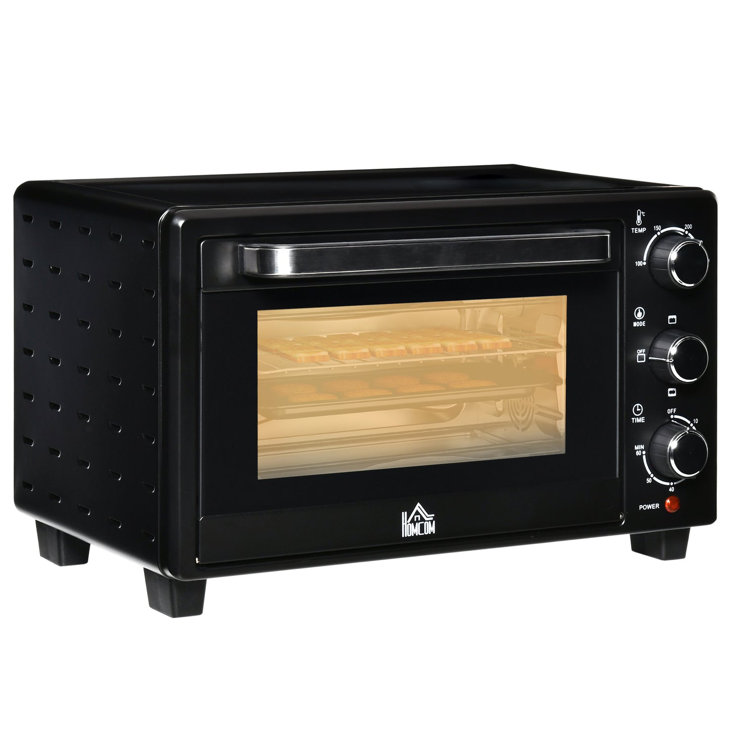 Gigab2b original image - Minibackofen  21L, 3 Kochmodi, 100°C-230°C, 1400W, Edelstahl & Glas, Schwarz+Silber, 46,4x38x28,5cm