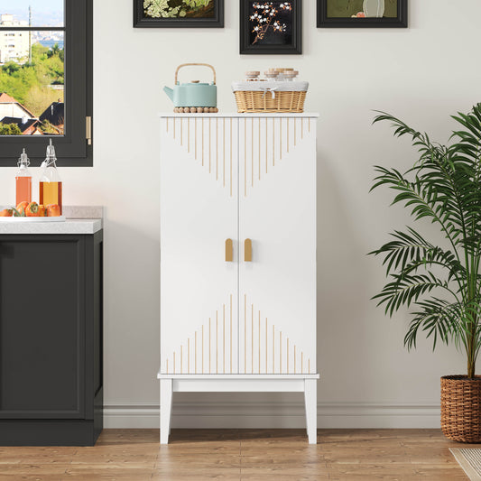 120X59X30cm Küchenschrank, Schrank, Sideboard, geräumiger 2-Tür-Aufbewahrungsschrank mit Türablage, Vintage-Stil Aufbewahrungsschrank – geeignet für Küche, Esszimmer, Wohnzimmer und Flur